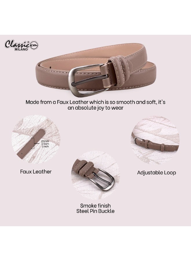 Classic Milano Women's Belt with Gift Box | Faux Leather Ladies Belt for Dresses, Jeans & Gowns | Stylish Womens Belt | Adjustable Girls Belt | Belt for Women with Elegant Buckle - Image 4